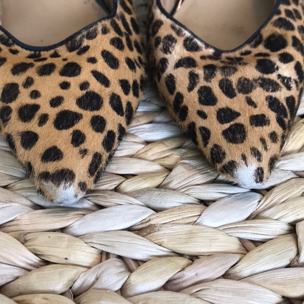 Nine West cow hair leopard pointed toe pumps - Picture 3 of 4